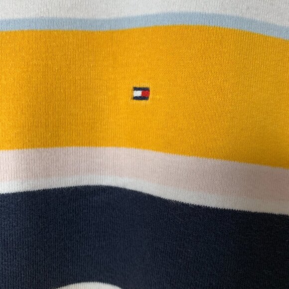 Tommy Hilfiger Women’s XXL Yellow, Blue, White 100% Cotton Striped Crew Neck Tee - Picture 2 of 12
